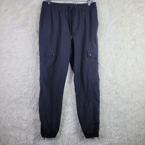 Frame Denim Mens Small Black Drawstring Cargo Jogger Track Pants Ankle Zip